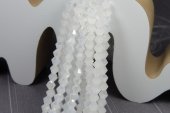 Cristale din sticla, biconice, 4 mm, semiopace, AB, albe