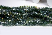 Cristale din sticla, biconice, 4 mm, transparente, AB, verde inchis