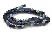 Cristale din sticla, biconice, frosted, AB, 3 mm, negre