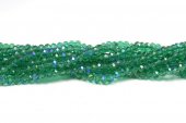 Cristale din sticla, rondelle, 3x2.5 mm, electroplacate, AB, verde smarald