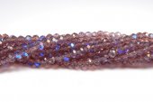 Cristale din sticla, rondelle, 4x3 mm, electroplacate, AB, purpurii