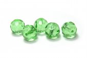 Cristale din sticla, rotunde, 6 mm, fatetate, verde deschis