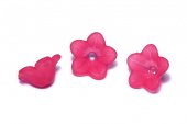 Margele din acril, frosted, floare, 12x6 mm, siclam