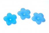 Margele din acril, frosted, floare, 18x5 mm, turcoaz