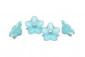 Margele din acril, frosted, floare, 9x4.5 mm, cyan