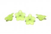 Margele din acril, frosted, floare, 9x4.5 mm, vernil