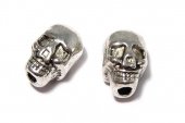 Margele din metal, craniu, argintiu antichizat, 11.5x7x8 mm