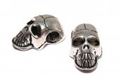 Margele din metal, craniu, argintiu antichizat, 20x10 mm