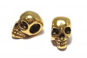 Margele din metal, craniu, auriu antichizat, 12x8 mm