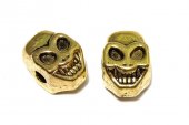 Margele din metal, craniu, auriu antichizat, 12x8 mm