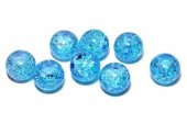 Margele din sticla, crackle, 12 mm, albastre