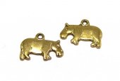 Pandantiv metalic, auriu antichizat, hipopotam, 20x15 mm