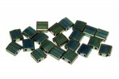 Miyuki Tila Beads, 5x5 mm, Metallic Green Iris-0468