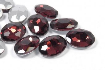 Cabochon din sticla, oval, 10x8 mm, antic pink