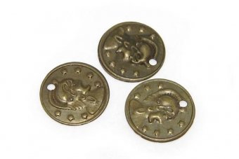 Charm metalic, bronz, 10 mm