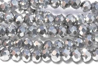 Cristale din sticla, rondelle, 4x3 mm, argintii