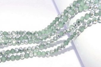 Cristale din sticla, rondelle, 4x3 mm, verde deschis