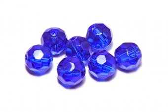 Cristale din sticla, rotunde, 10 mm, fatetate, albastre