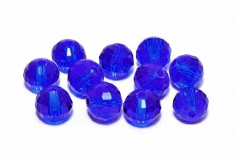 Cristale din sticla, rotunde, 12 mm, fatetate, albastre