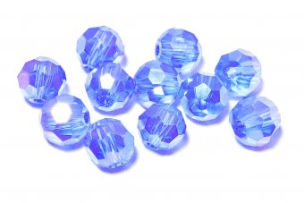 Cristale din sticla, rotunde, 4 mm, AB, albastre
