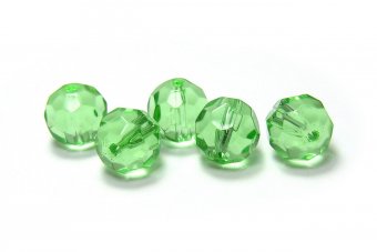 Cristale din sticla, rotunde, 8 mm, verde deschis