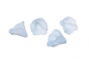 Margele din acril, frosted, floare, 10x10 mm, bleu