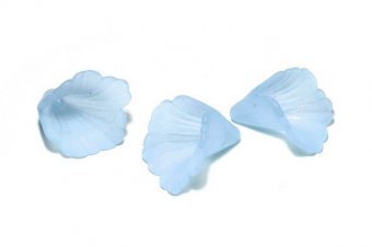 Margele din acril, frosted, floare, 20x20 mm, bleu