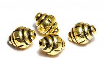 Margele din acril, metalizate, auriu antichizat, 15.5x7 mm