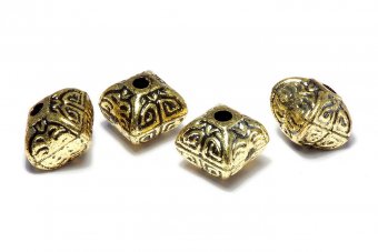 Margele din acril, metalizate, auriu antichizat, 12.5x12.5 mm