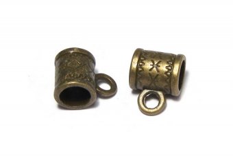 Margele din metal cu agatatoare, bronz, 10x6x8 mm