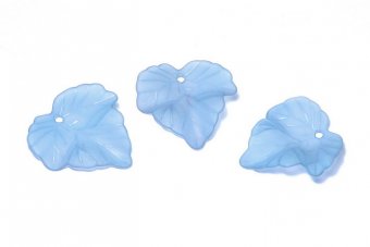 Pandantiv din acril, frosted, frunza, 24x23x3 mm, albastre