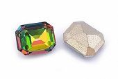 Cabochon din sticla, octogonal, 10x8 mm, rainbow