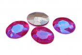 Cabochon din sticla, oval, 18x13 mm, AB, Red