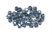 Cristale din sticla, biconice, 3 mm, AB, albastru marin