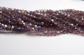 Cristale din sticla, biconice, 4 mm, transparente, AB, purpurii