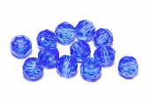 Cristale din sticla, rotunde, 6 mm, fatetate, albastre