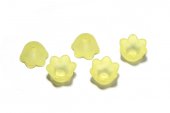 Margele din acril, frosted, floare, 10x6 mm, galbene
