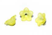 Margele din acril, frosted, floare, 12x6 mm, galbene