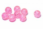 Margele din sticla, crackle, 10 mm, roz