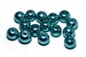 Perle din sticla, 6 mm, verde albastrui